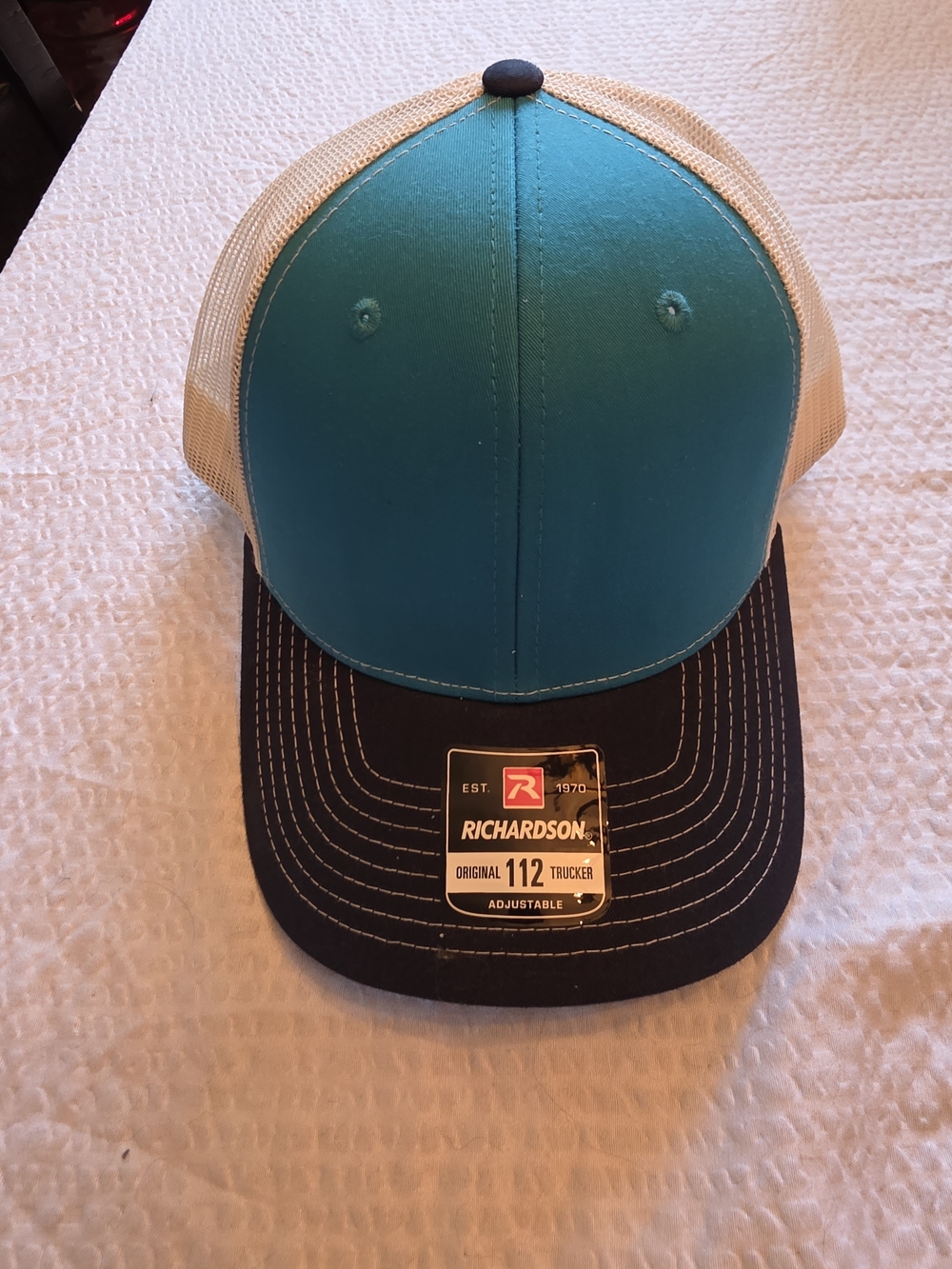 Richardson Teal and Black Trucker Hat - Adjustable Mesh Back